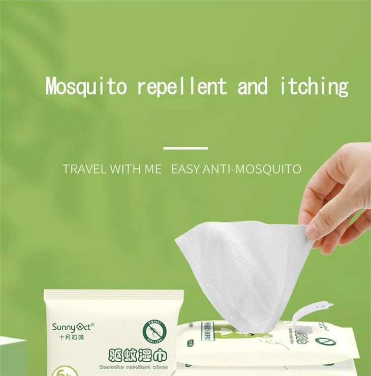 Outdoor Disposable Biodegradable Baby Mosquito Repellent Antipruritic Wet Wipes